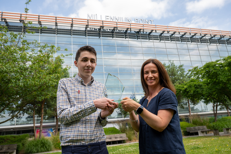 Scholarship Winner Patrick Mezzano With Millennium Point CEO Abbie Vlahakis.jpg