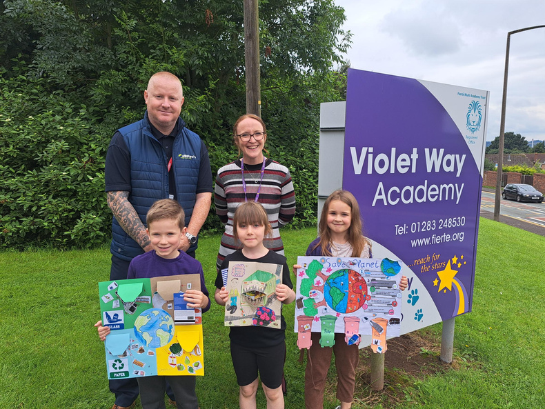 Ben Kelly-Walley of Willshee’s pictured with Violet Way Head Teacher Rebecca Harrison with children.jpg